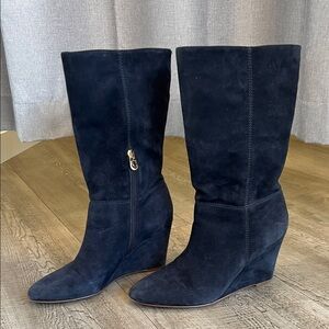 C. Wonder Navy Suede Wedge Boots - 9.5M